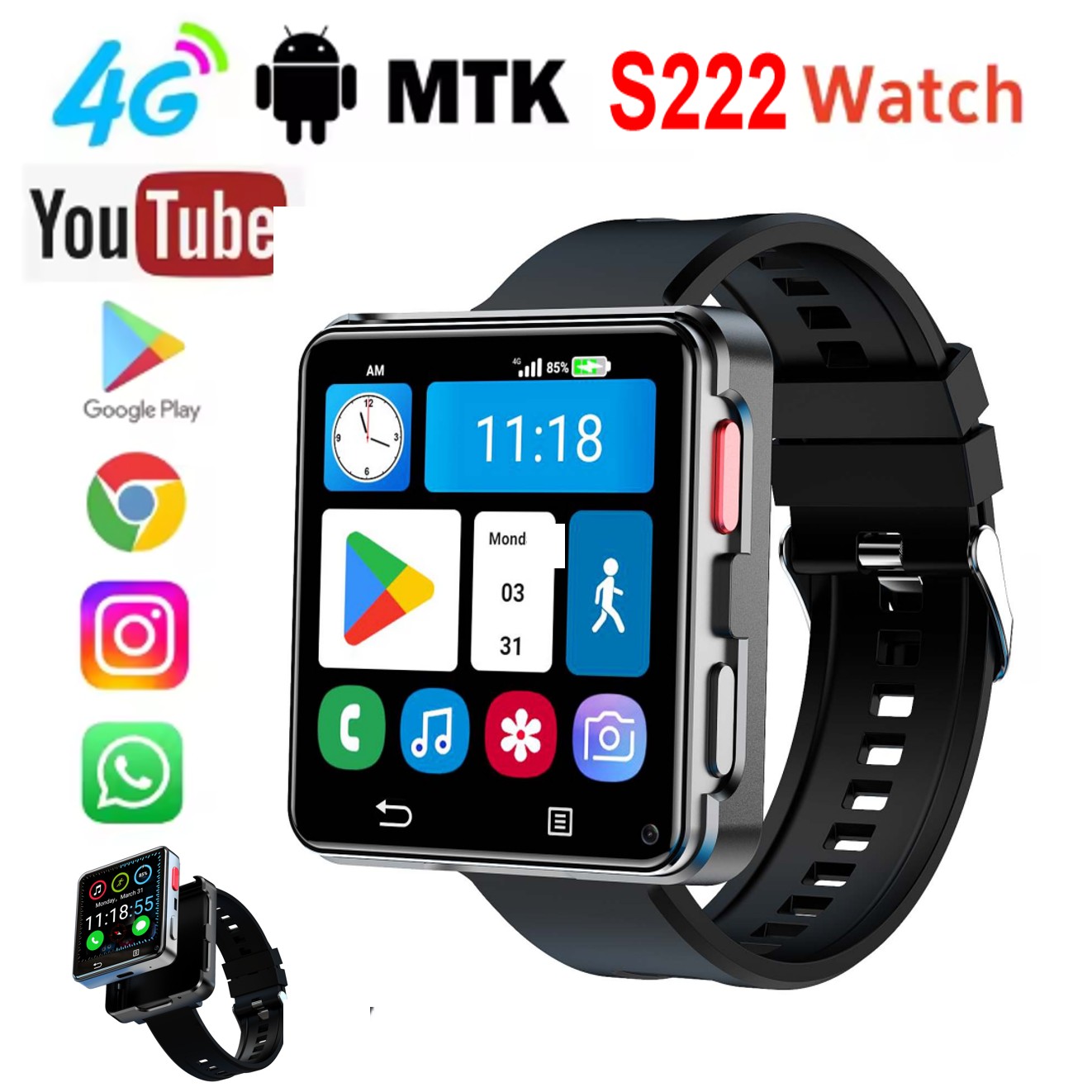 S222 Smartwatch 4G SIM-kaart 4 - Watch Smart Smartwatch recensie en prijs